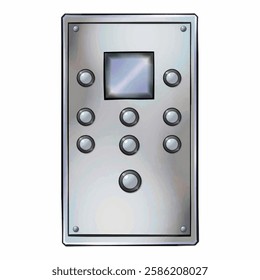 Illustration art of blank metal elevator panel isolated on a white background