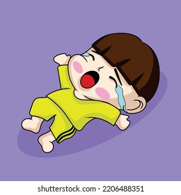 illustration art cute baby boy crying character design