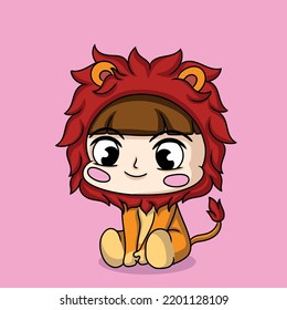 illustration art cute baby lion character design