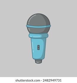 illustration art cute blue microphone sticker design
