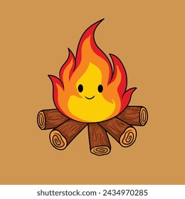 illustration art cute bonfire sticker