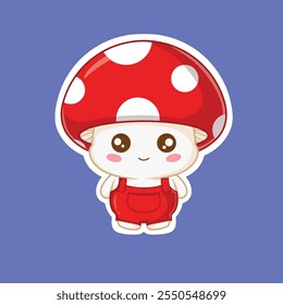 illustration art cute character mold mushroom sticker vector design