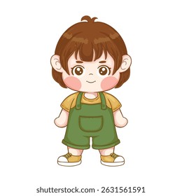 illustration art cute chibi girl short hair sticker design