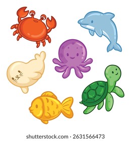 ilustração arte bonito doodle mar projeto adesivo animal	