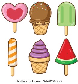 illustration art cute ice cream  bundle