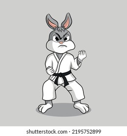 illustration art cute karate rabbit character design