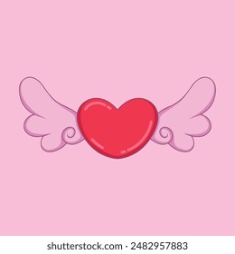illustration art cute love wings sticker design