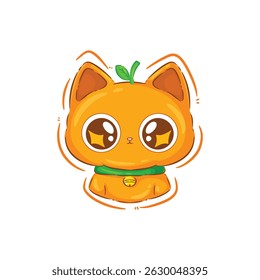 illustration art cute orange cat character sticker design