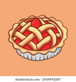 illustration art cute pie strawberry sticker design