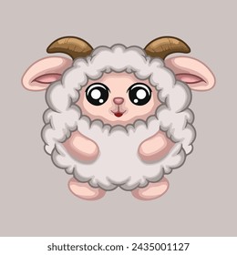 illustration art cute sheep character sticker design