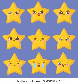 ilustração arte bonito pacote de estrelas design de vetor de caracteres