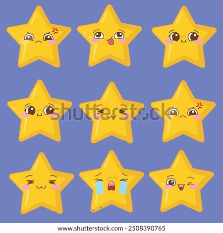 illustration art cute star bundle character vector design