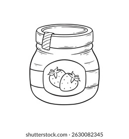 illustration art cute strawberry jam line art sticker design