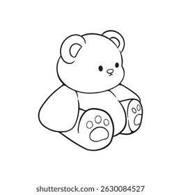 illustration art cute teddy bear doll line art sticker design