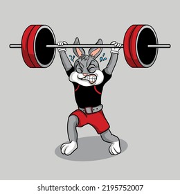 illustration art cute weightlifter rabbit character design