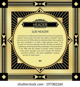 Illustration of art deco geometric. Style 2.  Vector template