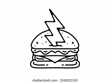 illustration art design of the burger and thunder tattoo