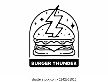 illustration art design of the burger and thunder tattoo