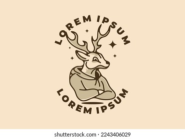 Illustration art design of deer wearing a hoodie