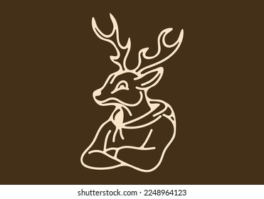 Illustration art design of deer wearing a hoodie