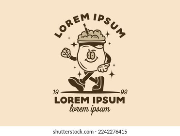 Illustration art design of a juice glass with hands and feet