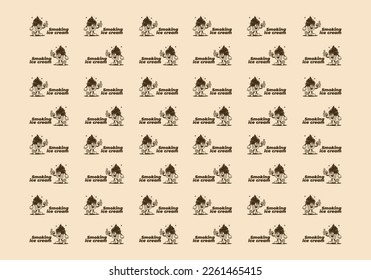 Illustration art design pattern of ice cream mascot holding a cigarette