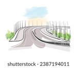 Illustration Art of Dhaka Elevated Expressway. Elevated Expressway