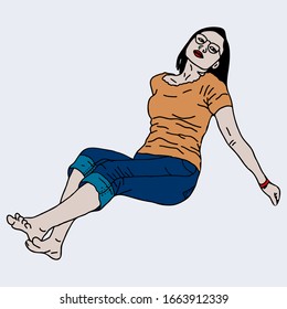 ILLUSTRATION ART GIRL, ISOLATED ON WHITE, FOR YOUR DESIGN.