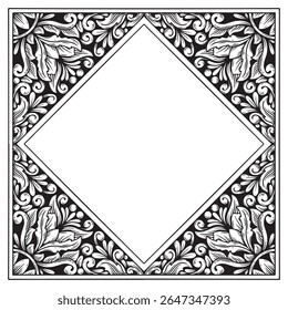 ilustração arte mão desenhada preto e branco gravura ornamnet quadro fundo para design de texto