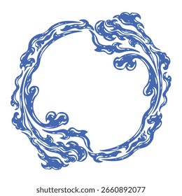 illustration art hand drawn vector frame of sea wave for copy space design