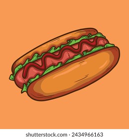 illustration art hot dog junk food sticker