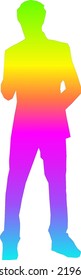 Illustration art man standing multicolor gradient isolated white