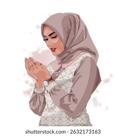 Ilustração arte muslimah menina rezando vetor de design