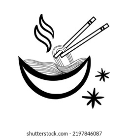 illustration art noodle monochrome tatto design