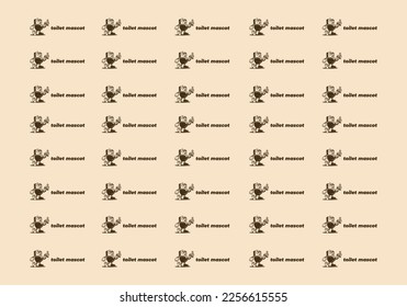 Illustration art pattern design of toilet mascot holding a cigarette