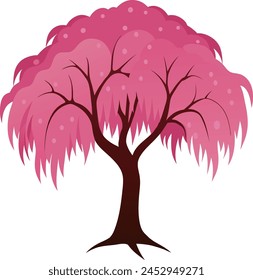 Illustration art of a pink cherry tree isolated on white background