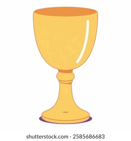 Illustration art of plain and polished golden goblet with a reflective surface, elegantly isolated on a white background for versatile commercial use.