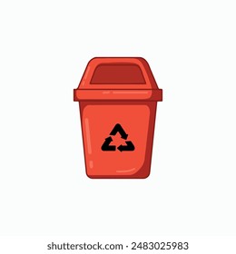 illustration art red rubbish bin sticker design