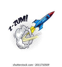 ilustración del cohete hecho con el concepto de diseño cómico
