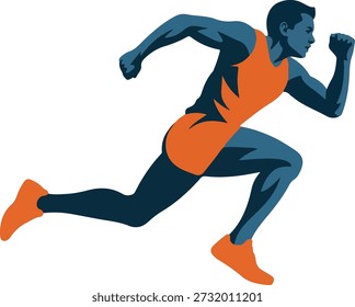 Illustration Art of a Runner Running Icon Gradient Silhouette