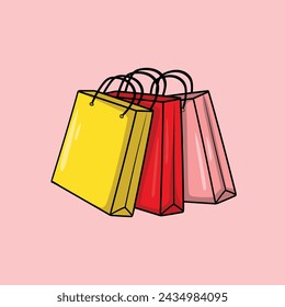 illustration art shopping bag logo design