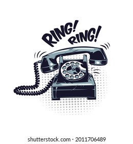 illustration art of telephone made with comic design concept