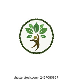 Illustration art of a tree man logo with isolated background. Green Tree Figure. Ecology concept - human figure with green leaves