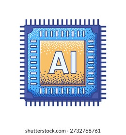 Ilustración Inteligencia artificial Microchip de IA. ideal para representar hardware de IA, procesamiento de datos e infraestructura de tecnología de IA.