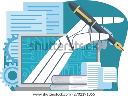 Illustration of artificial intelligence writing a sentence
