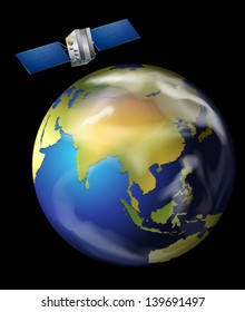 Illustration of an artificial satellite orbiting Earth