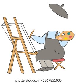 An illustration of an artist with face compositing capability.