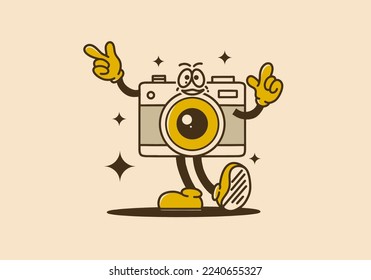 Illustration artwork design of a analog camera mascot