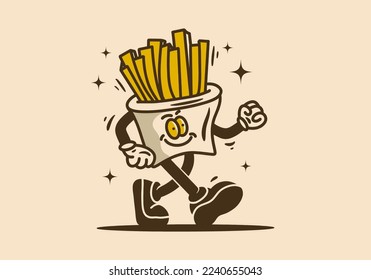 Illustration artwork design of a friend fries mascot