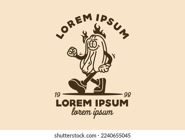 Illustration artwork design of a hot dog mascot